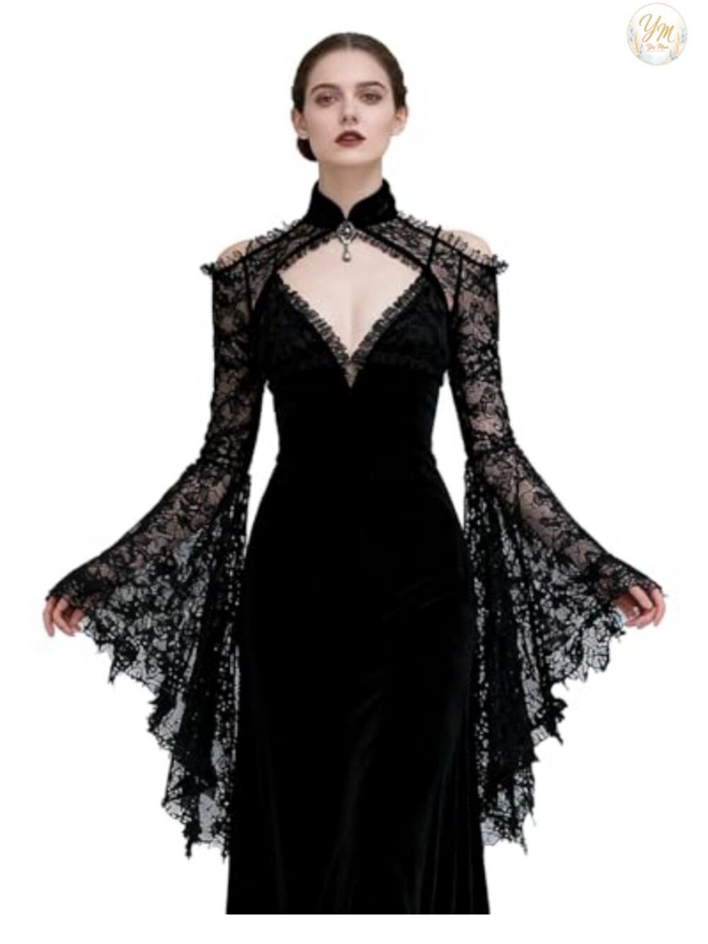Lace Bolero Shrug Crop Top Long Flared Bell Sleeves Victorian Gothic